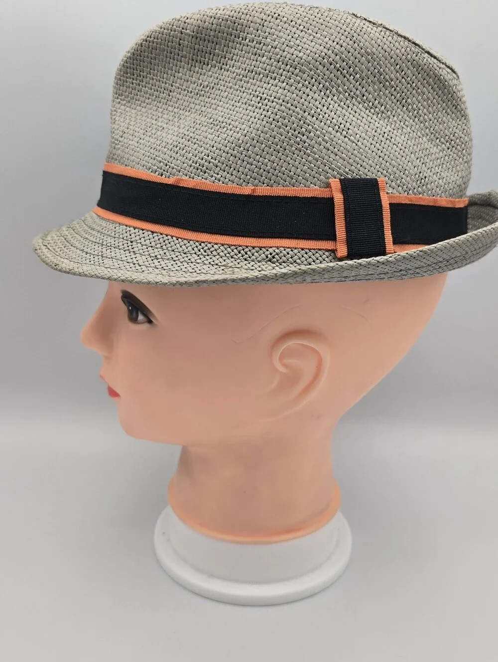 Unbranded Boys Gray Straw Trilby Fedora Hat